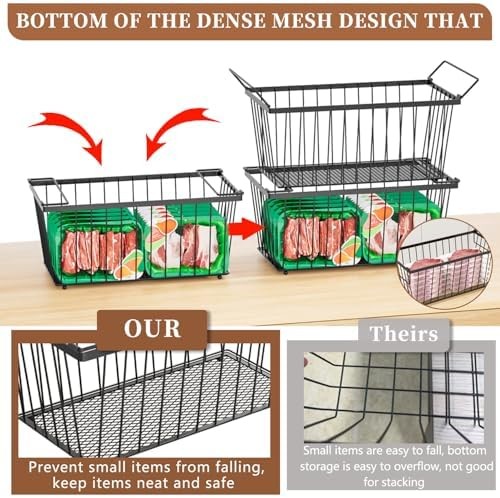 6-Pack Stackable Leak-Proof Freezer Organizer Bins for Small Chest Freezer