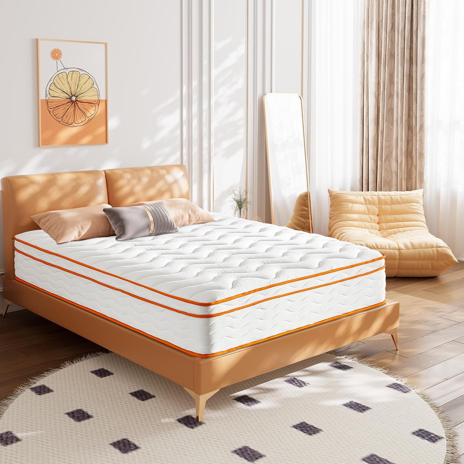 OUUI 10″ 12″ Hybrid Mattress Medium Firm Memory Foam Mattresses In A Box