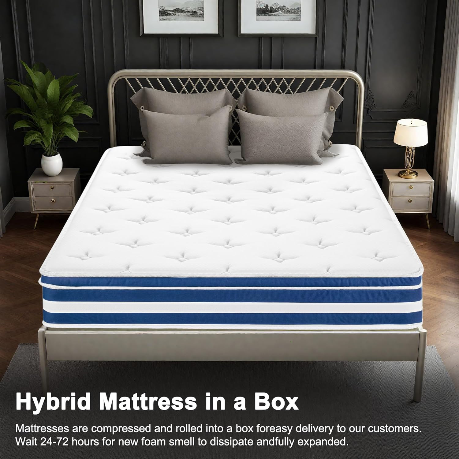 12″ Hybrid Gel Memory Foam Queen Mattress with Zoned Coils & Pressure Relief