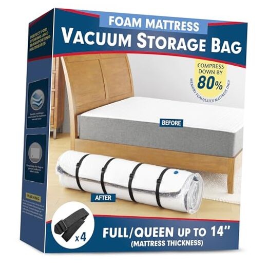 Vacuum Mattress Bag for Memory Foam and Latex – Sealed for Easy Full/ Queen