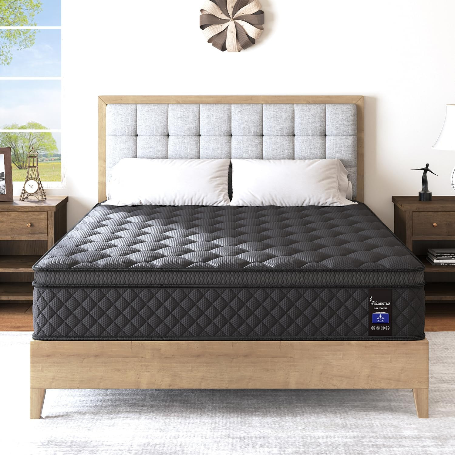 VISCOUNTESS King Mattress, 10 Inch Hybrid Mattresses Euro Top Medium Firm for Ba