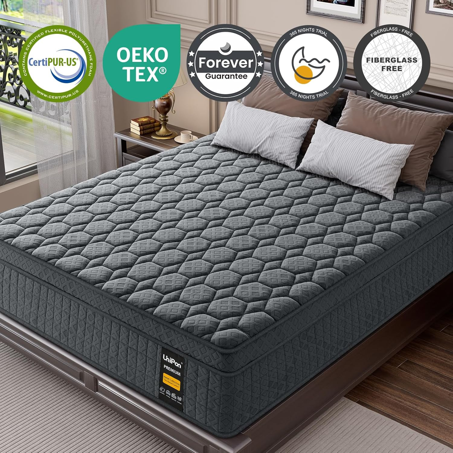14 Inch Extra Firm Mattress Queen, Hybrid Mattress with Back and Lumbar Hip Supp