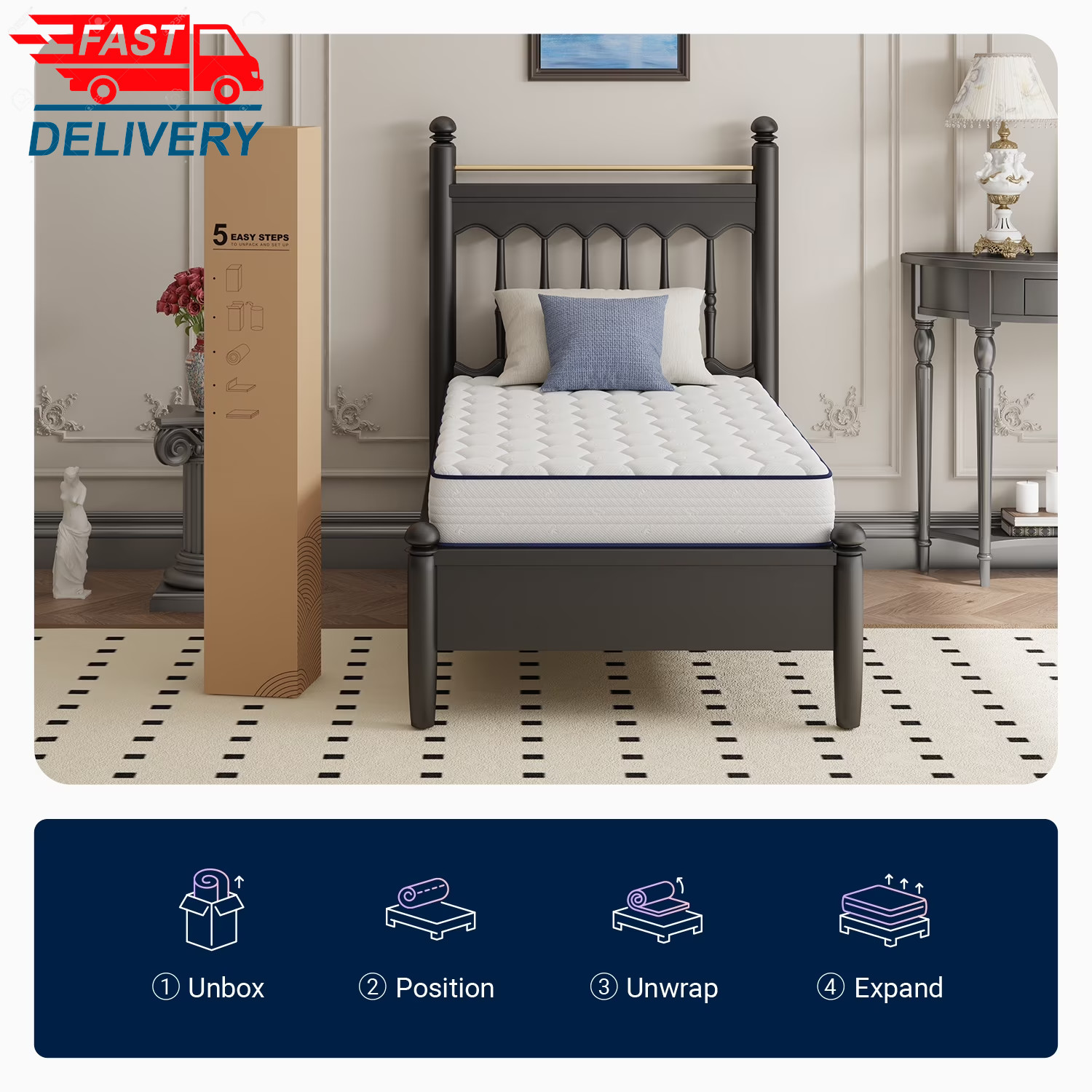 Pearl 6″ Twin Size Medium Adult Supportive Innerspring Mattress 👌 ✅