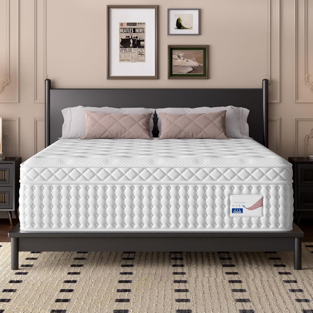 12″ Queen Hybrid Mattress -Memory Foam & Pocket Spring,Medium Firm Spine Support