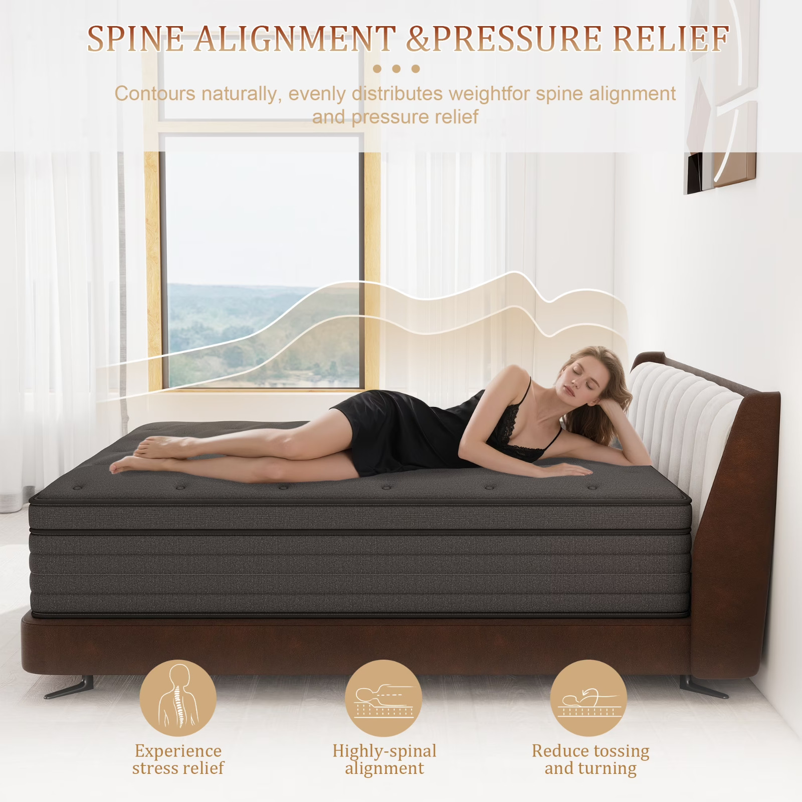 14″ Colchones KING Size De Espuma 14 Pulgadas Memory Foam Bed Hybrid Mattress