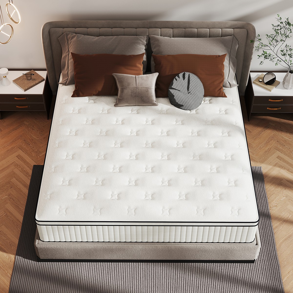 12″/14″ Twin Full Queen King Size Mattress Hybrid Spring Gel Memory Foam White