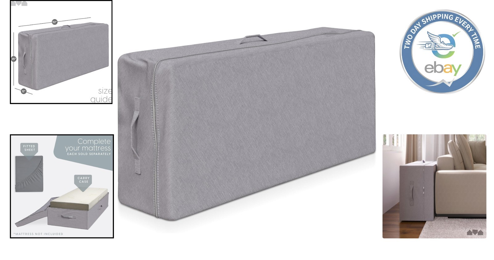 Polyester Carry Cover for 4″ Full Tri Folding Mattress – Easy Clean