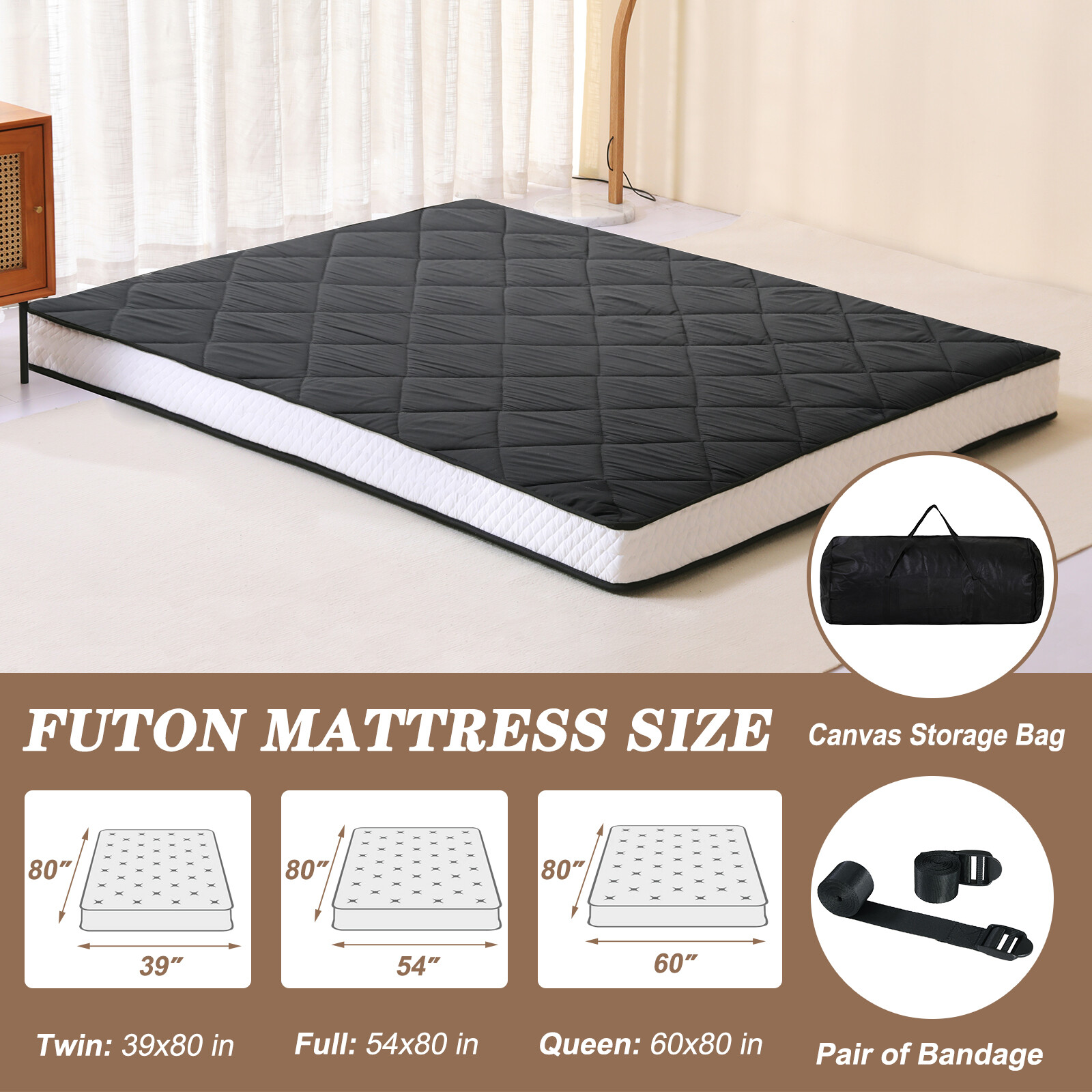 MOPHOTO Futon Mattress Extra Thick Sleep Mat for Adults Japanese Floor Mattress