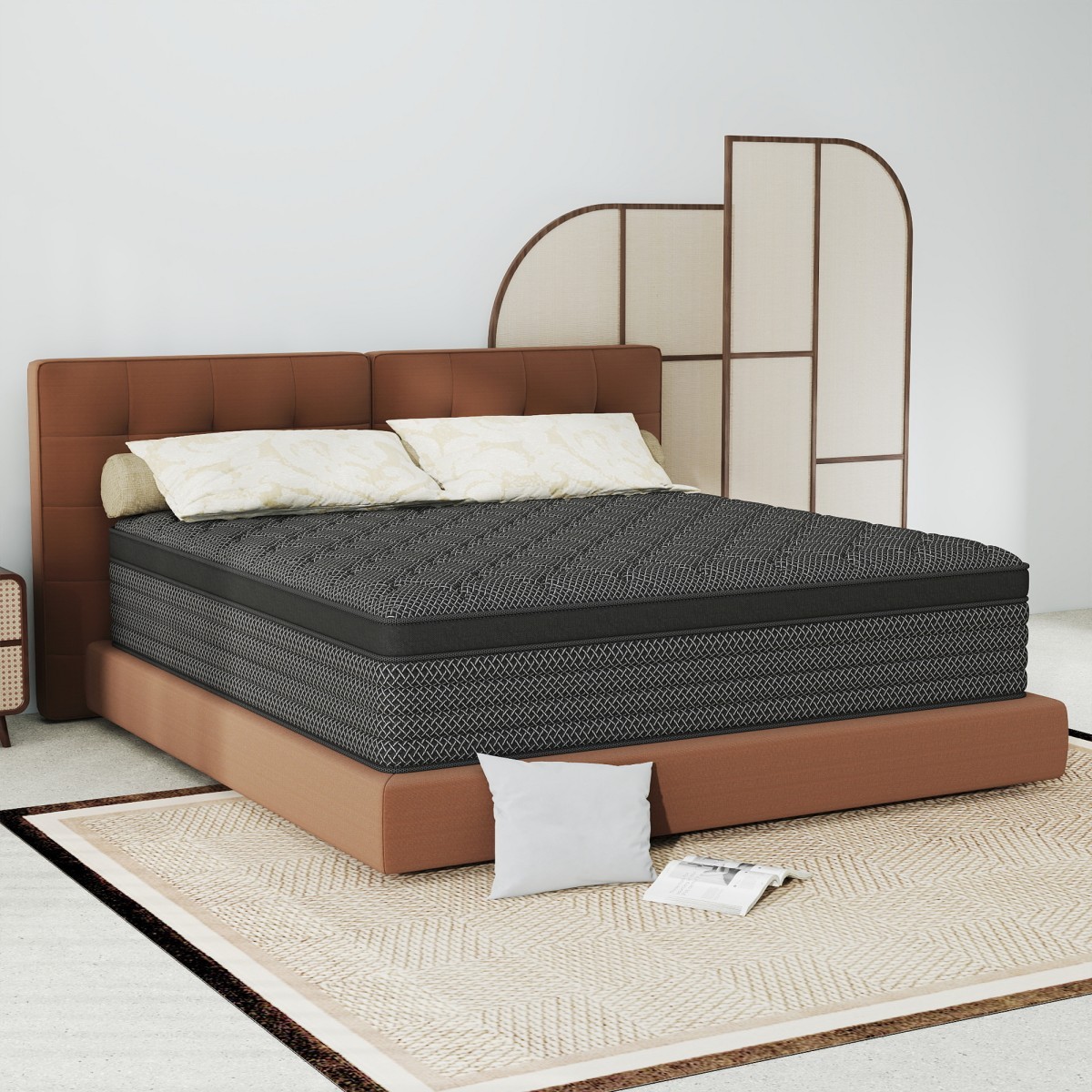 12″/14″ Black Mattress Gel Memory Foam Springs Twin Full Queen King Bed In a Box