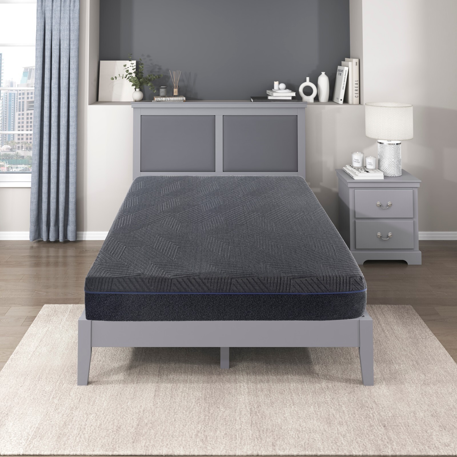 11″ Mattress Full Size, Firm, Gray, Gel-infused Memory Foam Mattress in a Box