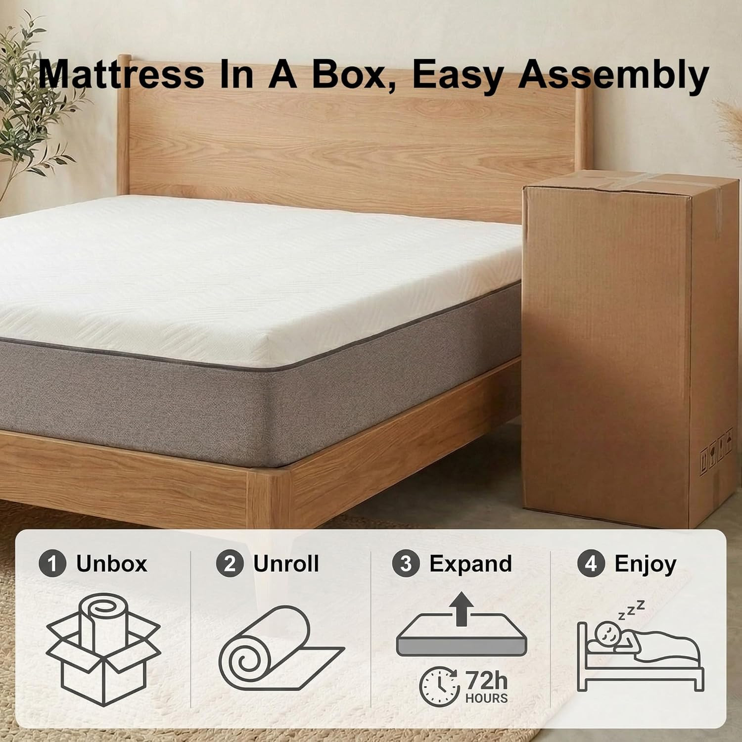 8 Inch Twin Mattress, Memory Foam Twin Size Bed Mattress in a Box, Soft and Comf