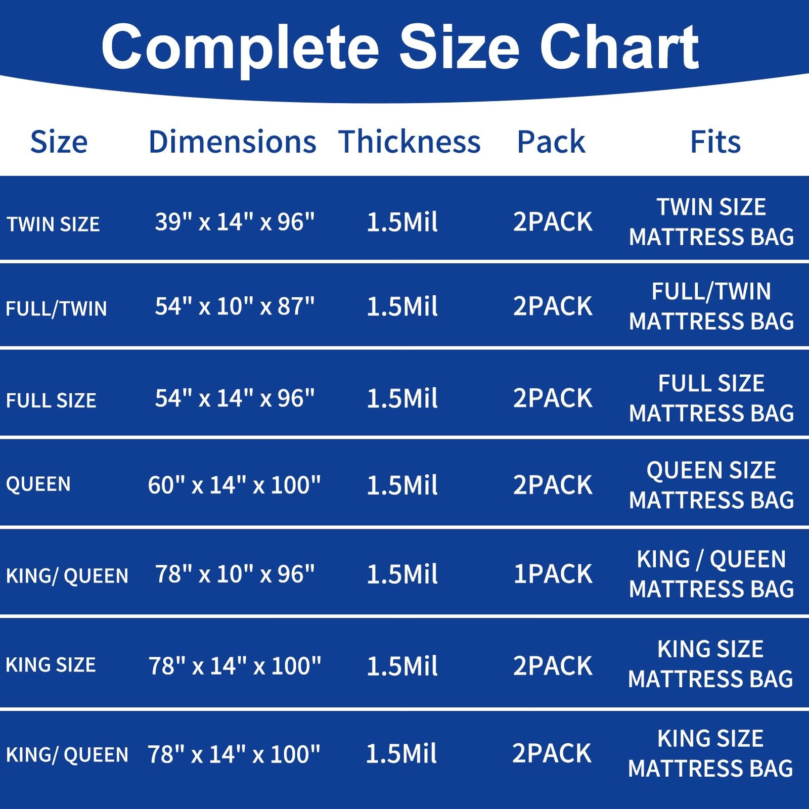 Mattress Bag for Storage Mattress Disposal Bag King/Queen Size Clear