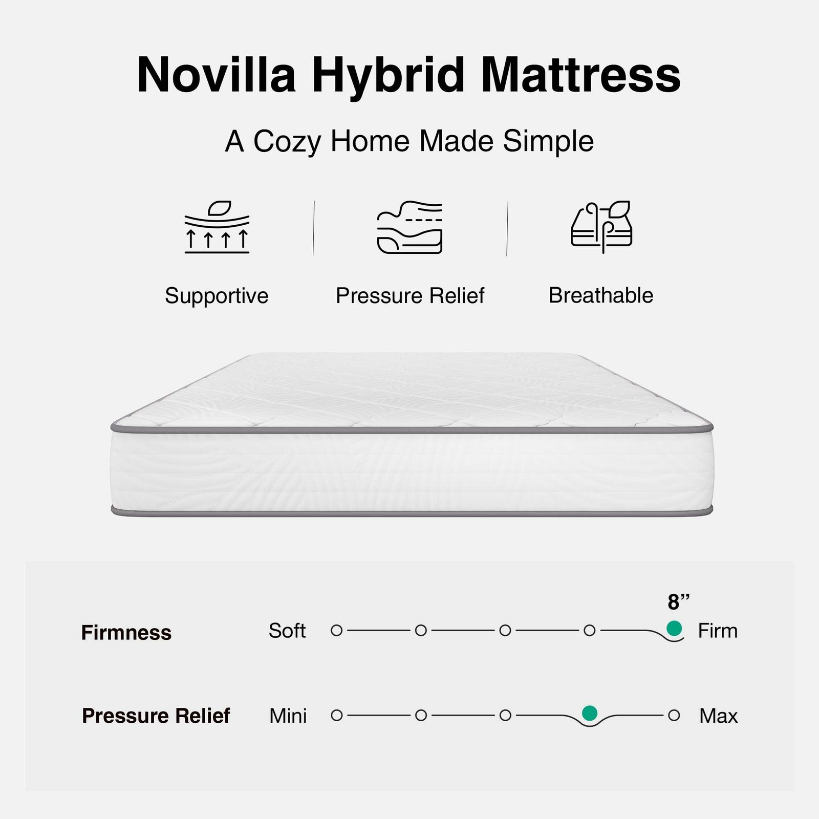 Full Size Mattress 8 Inch, Full Mattress Hybrid with Comfy Support, Bed Mattr…