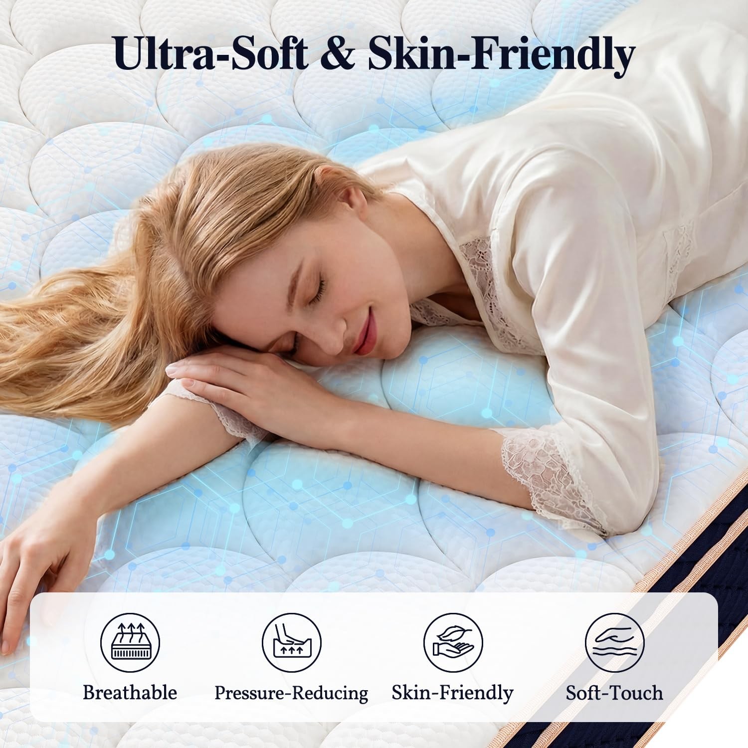 VILASOAR 12 Inch Queen Mattress, Hybrid Mattresses in a Box with Gel Memory F…