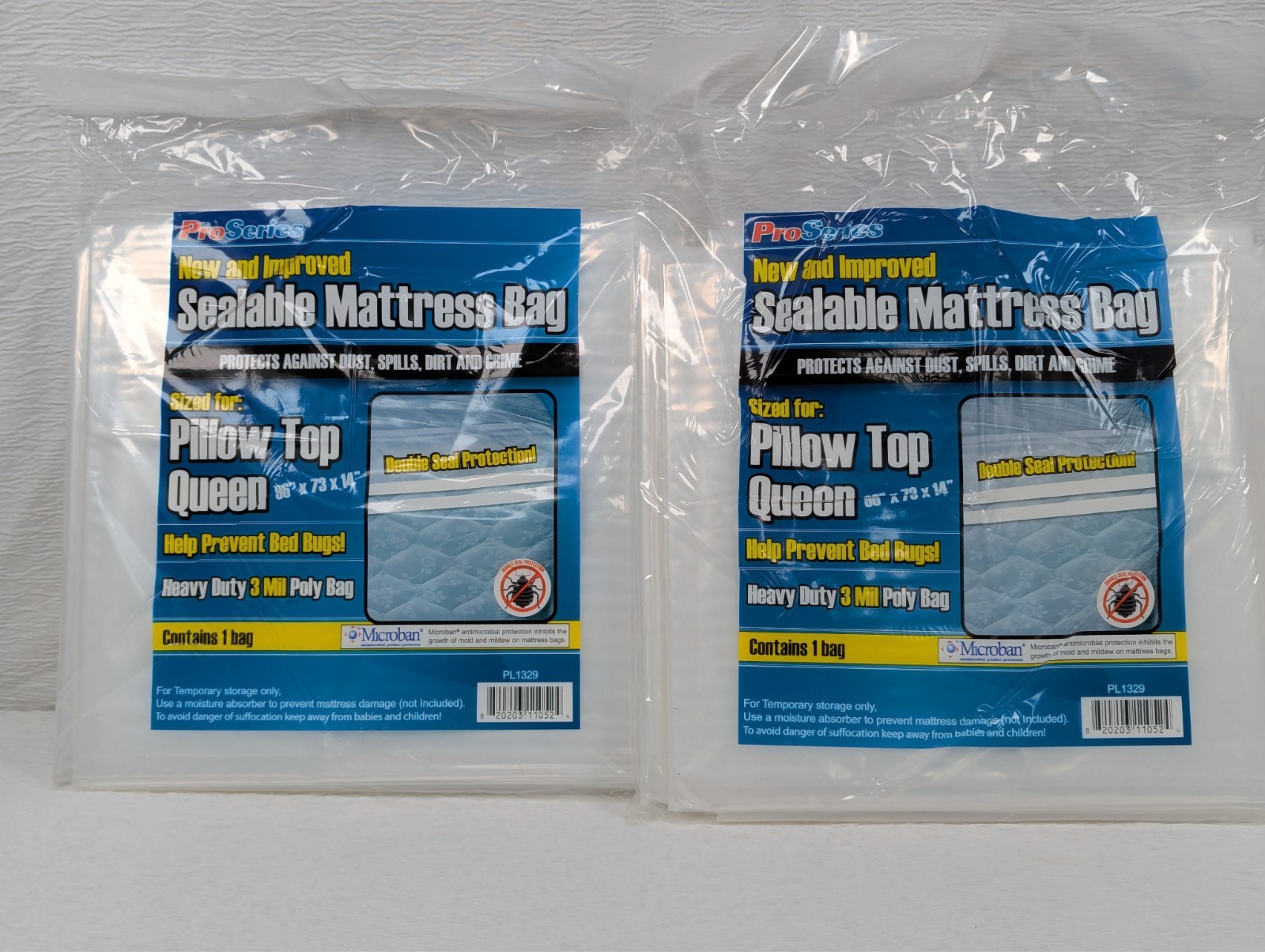 ProSeries – Sealable Mattress Bag – Pillow Top Queen Heavy Duty 3 Mil – 2 Pack