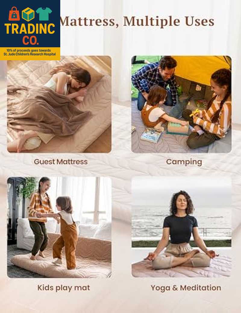 Full Size Japanese Futon Mattress – Portable Cotton Floor Bed for Adults & Kids
