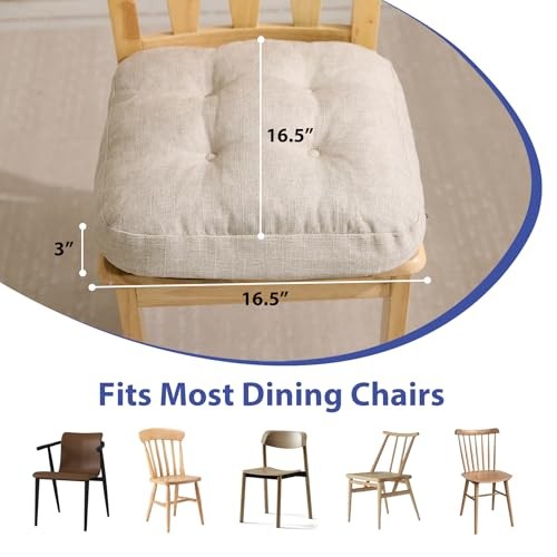 Chair Cushions, Memory Foam Dining Chair Cushions, Tufted Pack of 4 Beige