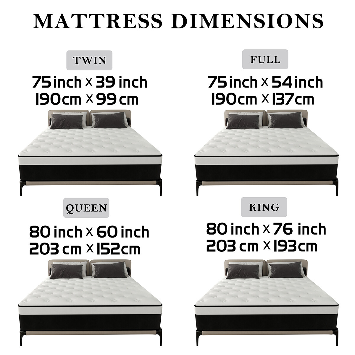 12 Inch Mattress Twin Full Queen King Size 7Zone Spring Memory Foam Bed in a box