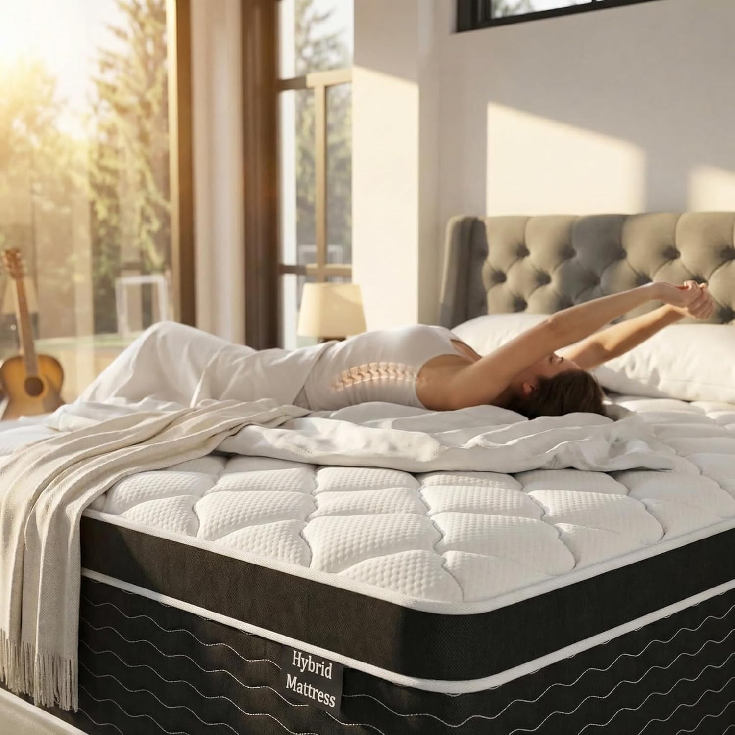 Luxury King Size Mattress 12 Inch Hybrid Firm 7-Zone Pocket Spring Cooling Gel F