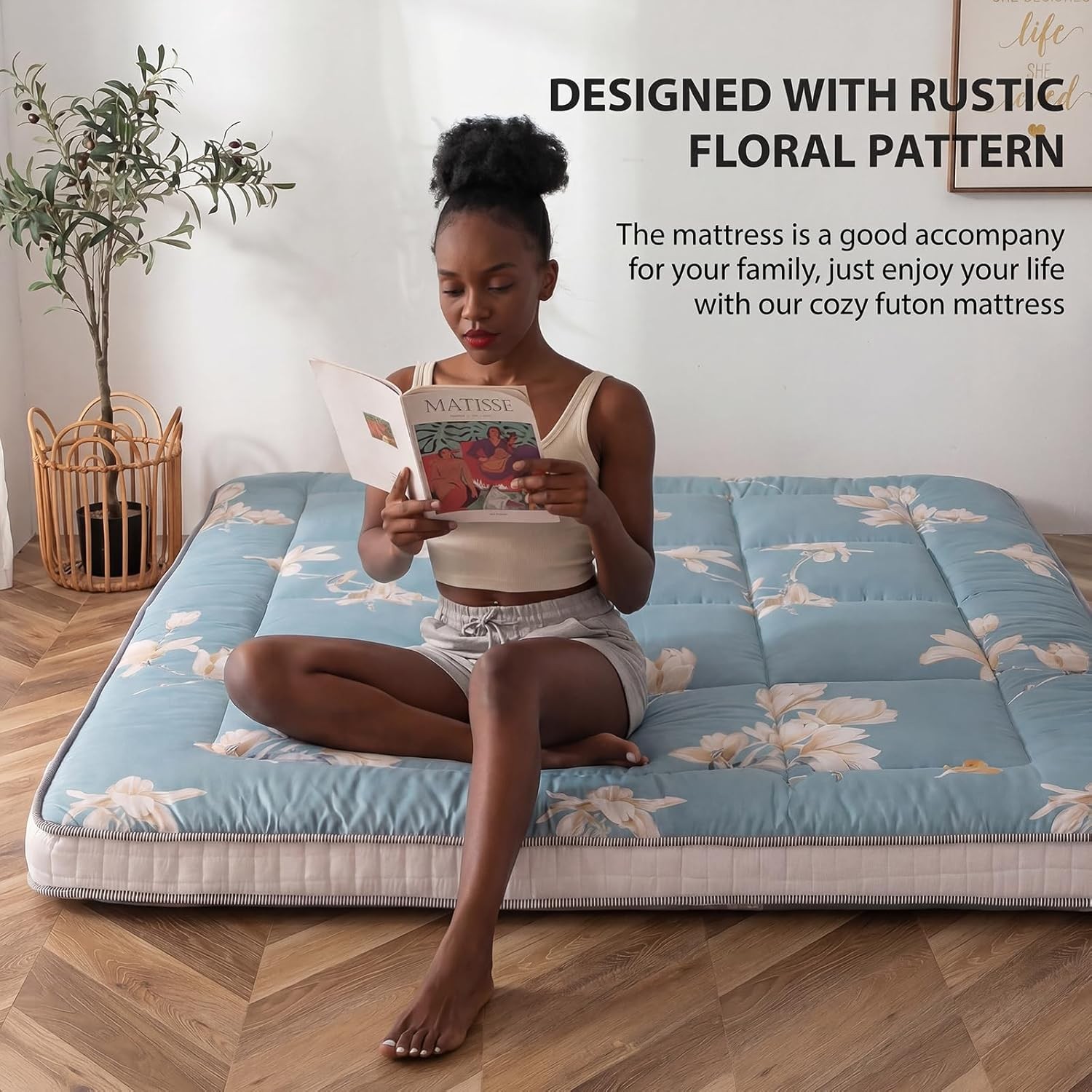 Printed Futon Mattress, Japanese Floor Mattress Quilted Mattress