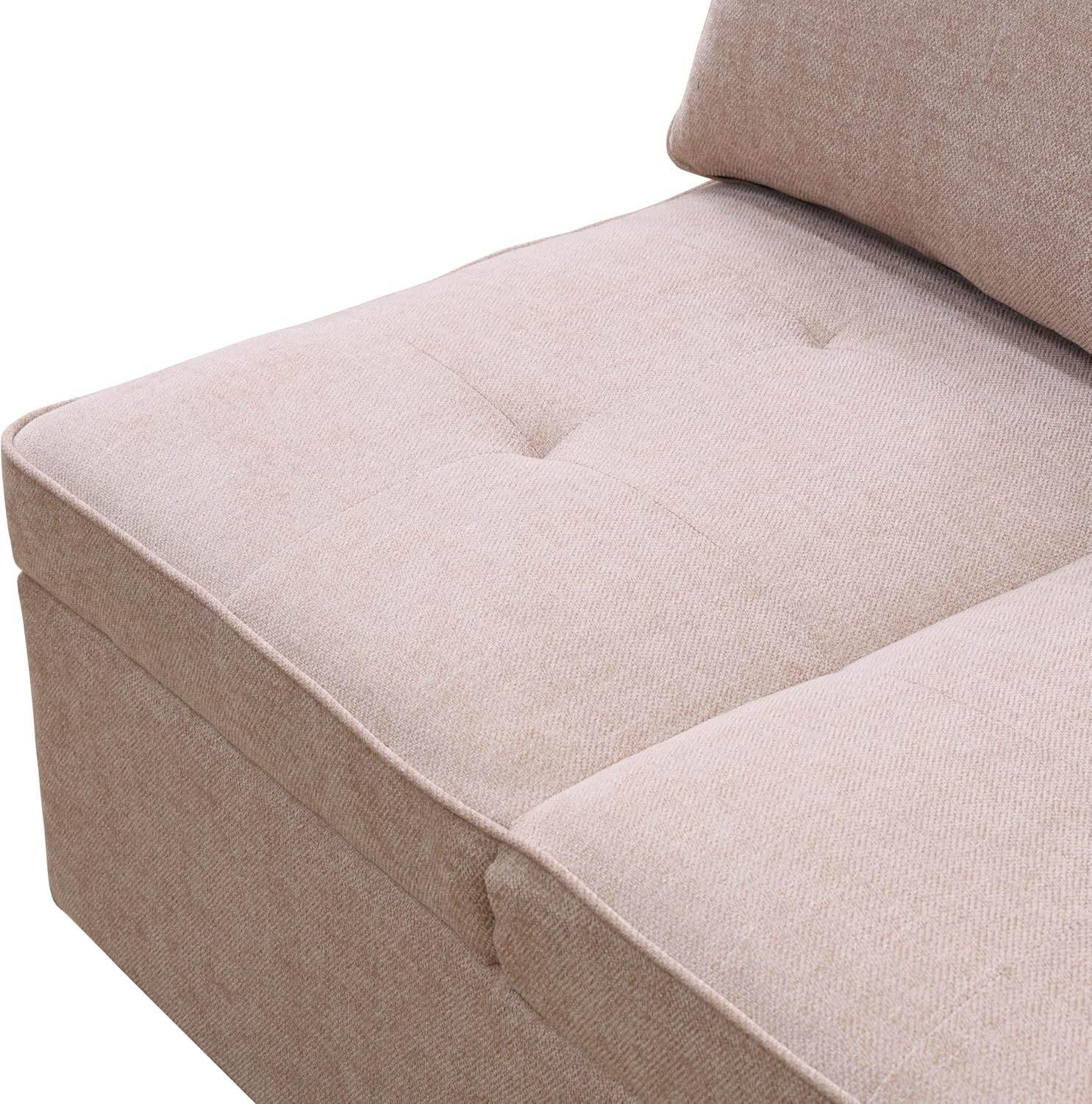Convertible Ottoman Sofa with Stora, Modern Sacloth Futon Couch with 2