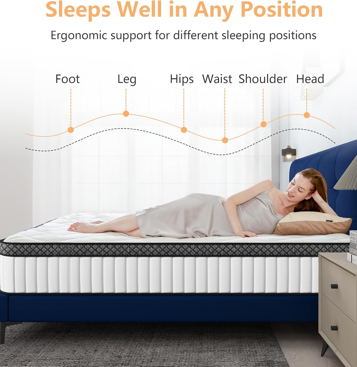 Full Mattress,10 Inch Hybrid White Mattresses,Gel Memory Foam Spring Mattress in