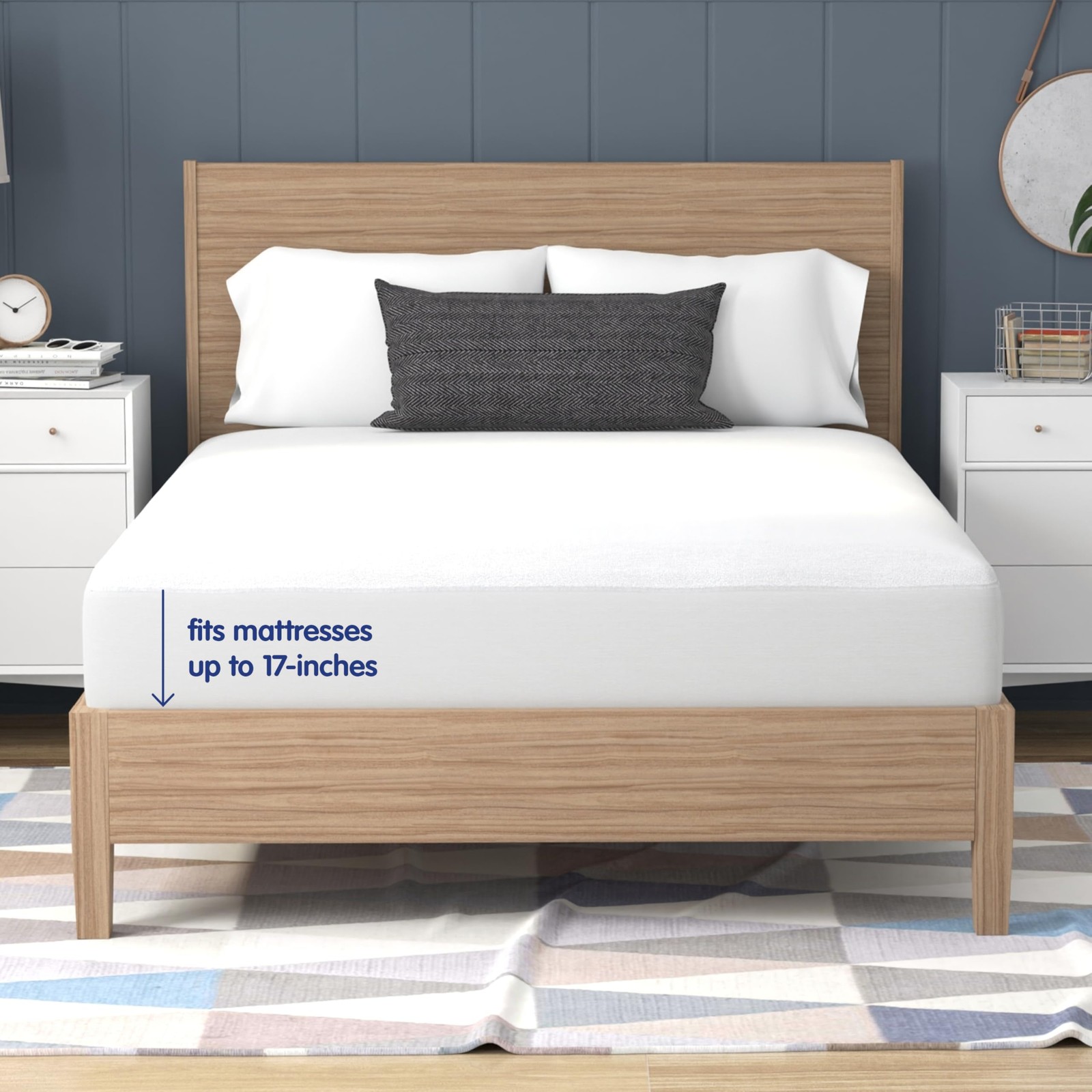 Defend-A-Bed Premium Fitted Waterproof Mattress Pad Washable, Twin, White