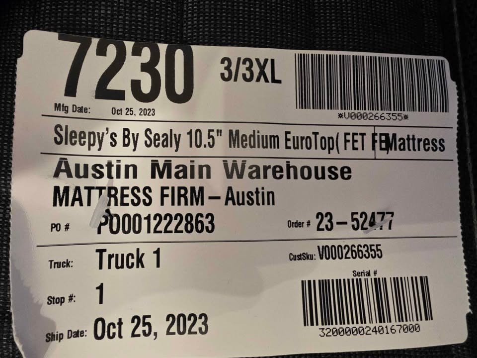 Mattress – 🛏️ Sleepy’s by Sealy 10.5″ Euro-Top — Twin XL (38 × 80)