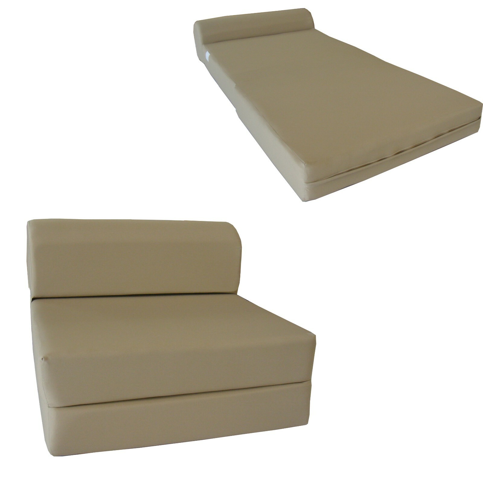 Full Sleeper Chair Folding Foam Beds, Foldable Sofa Couches 6x48x72 Tan