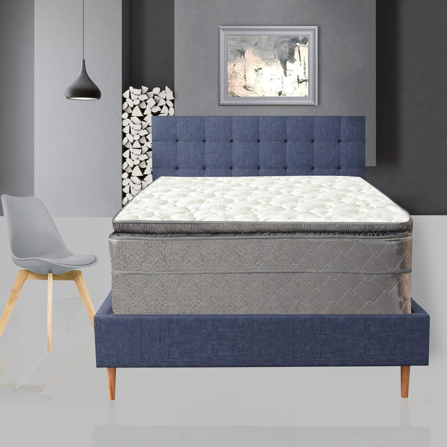 10″ Plush Pillowtop Innerspring Mattress & 8″ Wood Box Spring, Twin Size