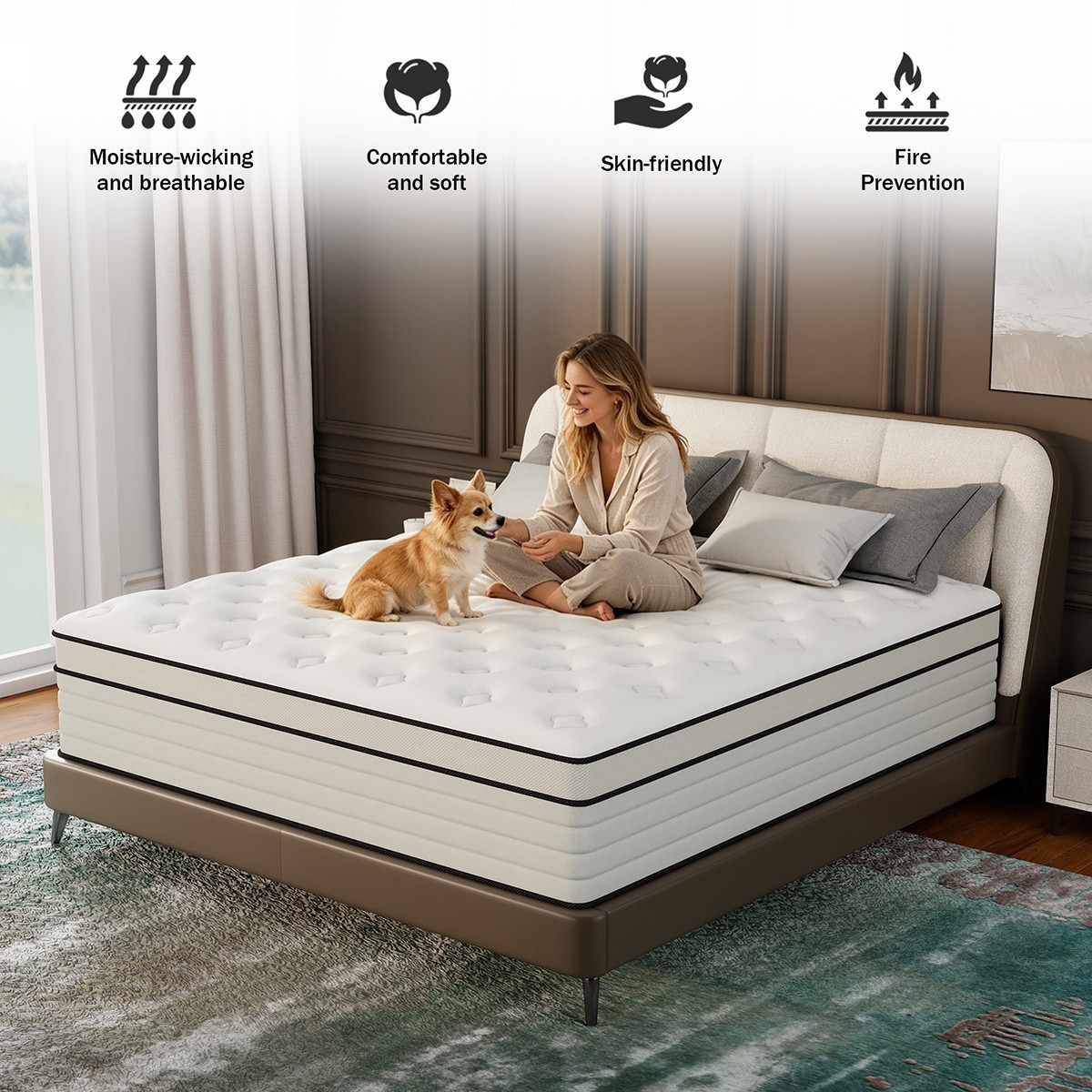 12″ 14″ Gel Memory Foam Hybrid Spring Mattress Queen Twin Full King In A Box