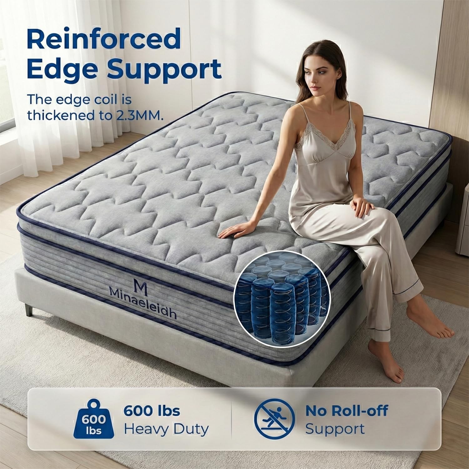 Full Size Mattress 12 Inch, Medium Firm Boxed Hybrid Mattress, Cooling Gel Me…