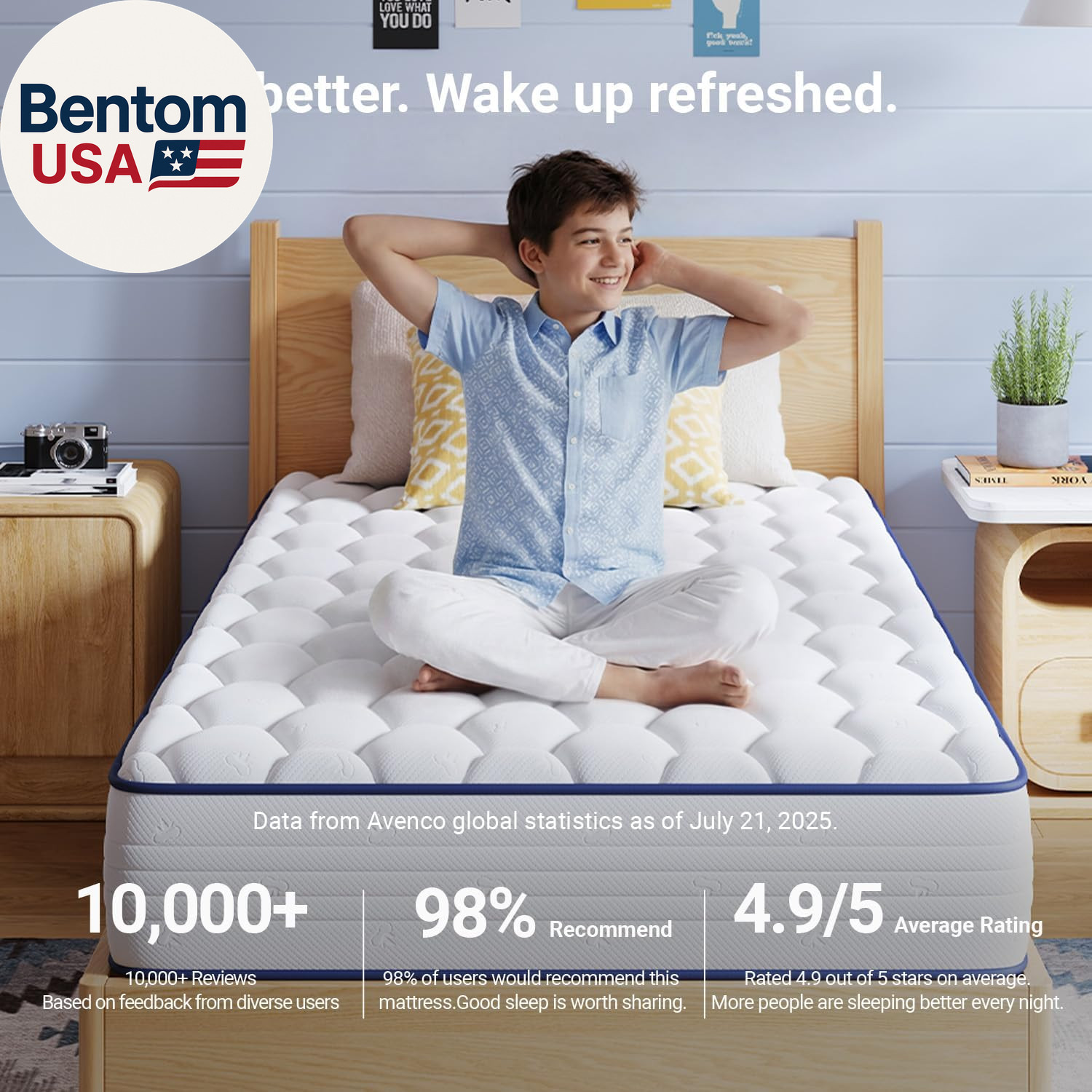 6 Inch Twin Mattress, Foam and Spring Hybrid Mattresses in a Box, Medium Soft, B