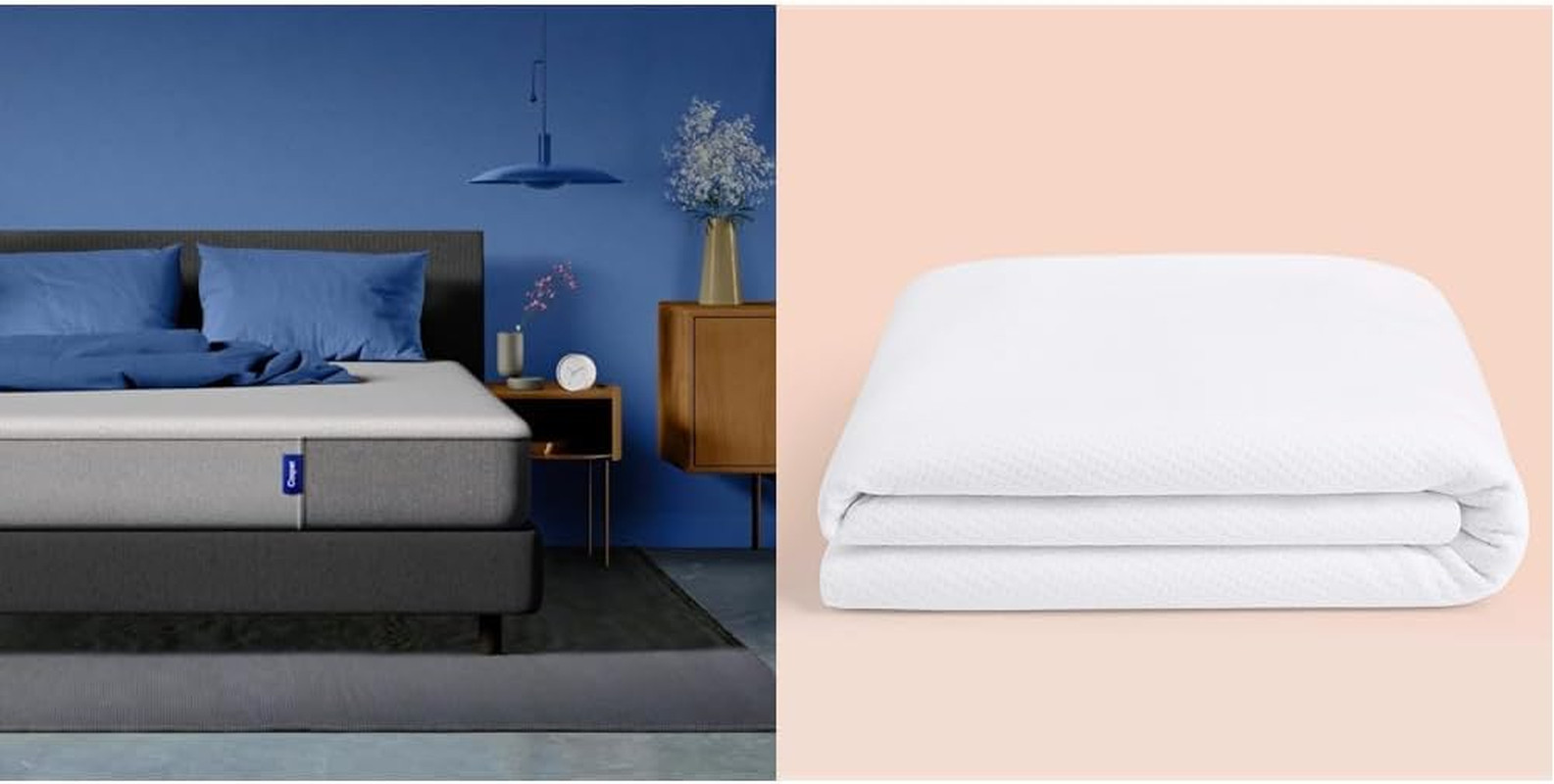 King Mattress with Waterproof Protector – Light Grey & White
