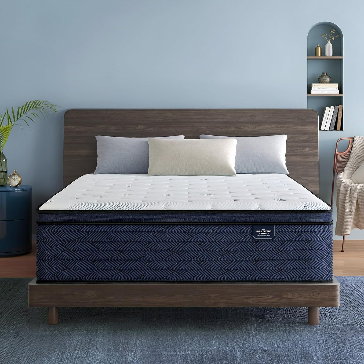 Luxury 14″ Twin XL Hybrid Mattress with Gel Foam & Euro Top for Firm Support
