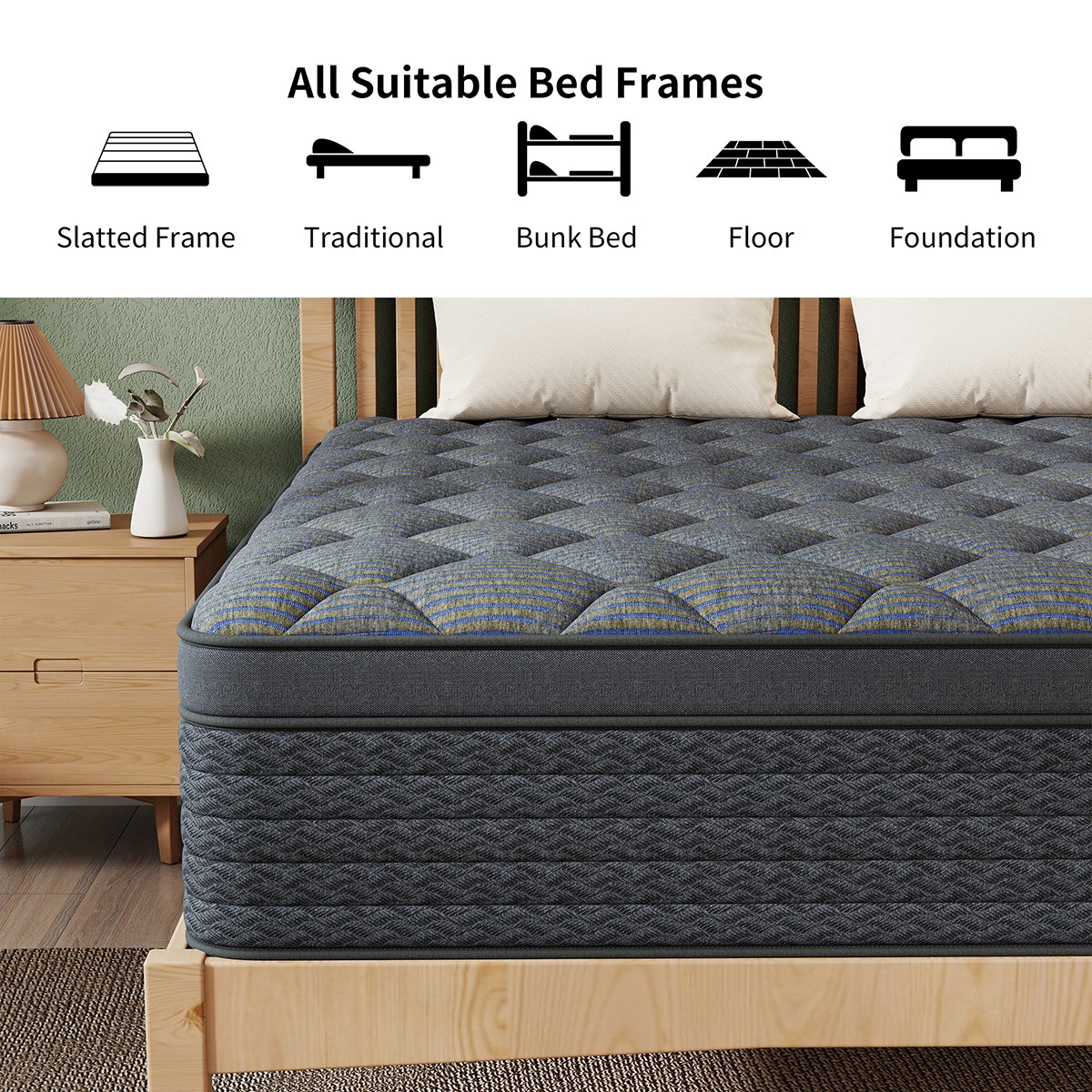 12″ Queen Mattress in Box, Gel Memory Foam Hybrid Pocket Spring Medium Firm