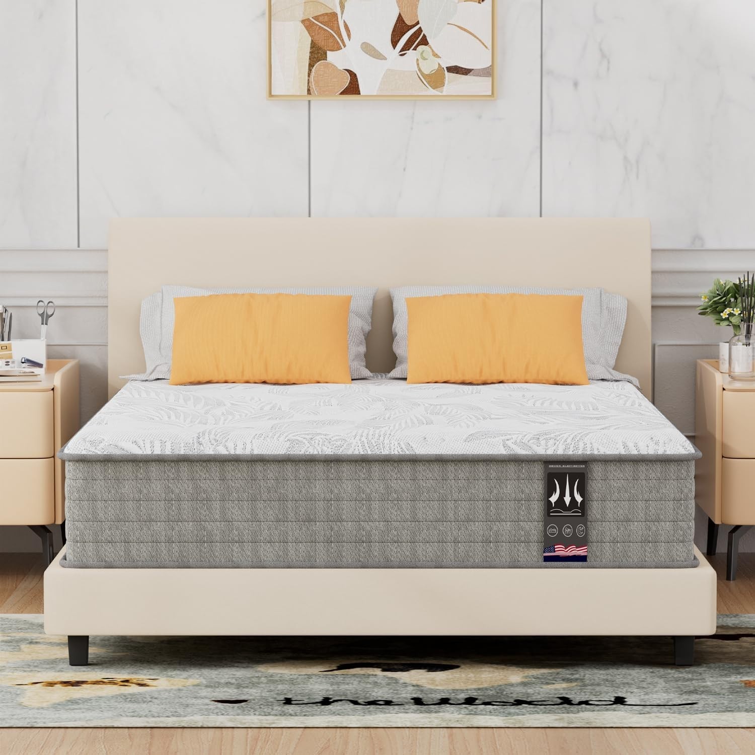 12″ Queen Size Mattress in a Box Hybrid Spring Cooling Gel Memory Foam Mattress