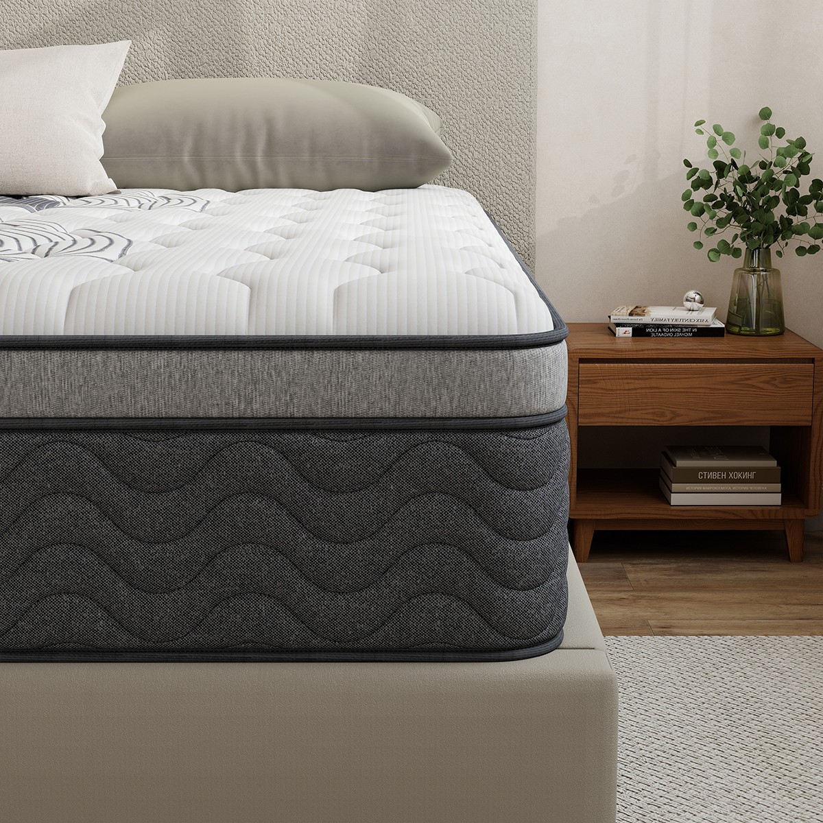 12 Inch Full Queen King Size Mattress Medium Firm Soft Memory Foam Hybrid Spring