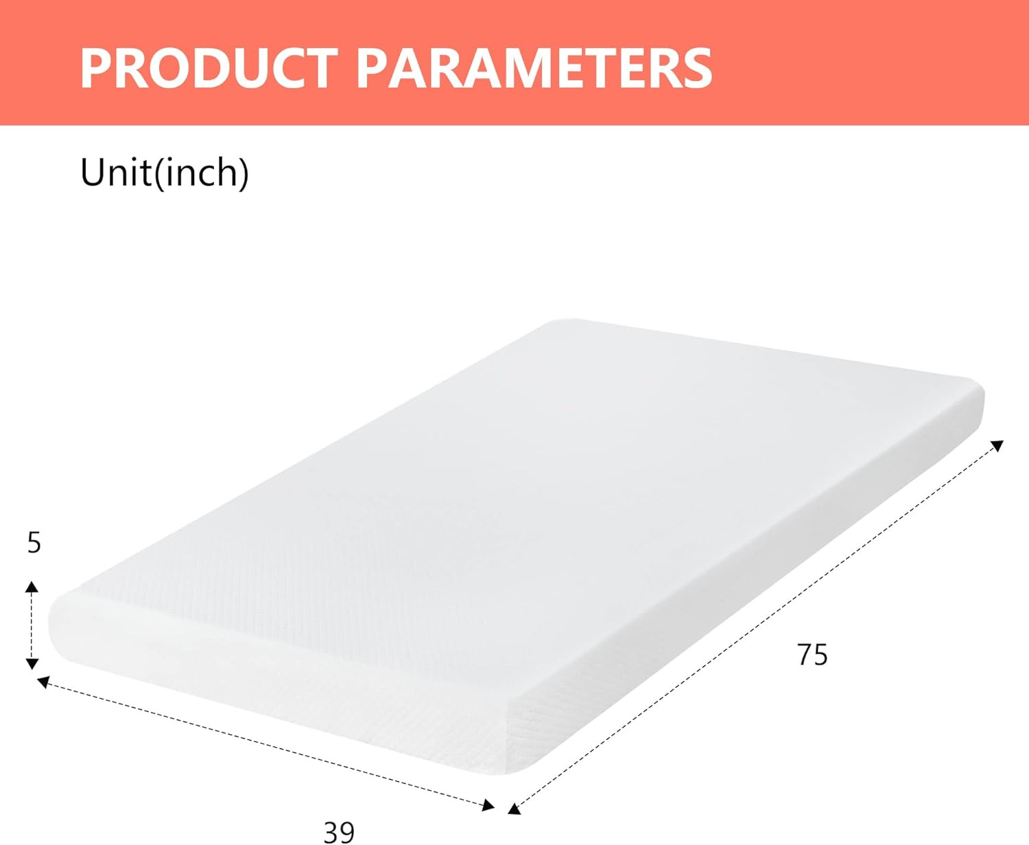 TWIN Gel Memory Foam Bed Mattress Kids Adults 5″ NO BACK PAIN Relief ON SALE