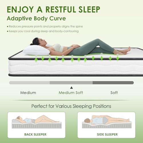 Queen Mattress 6 Inch Medium Firm Hybrid Pocket Spring Foam Breathable Bed in a