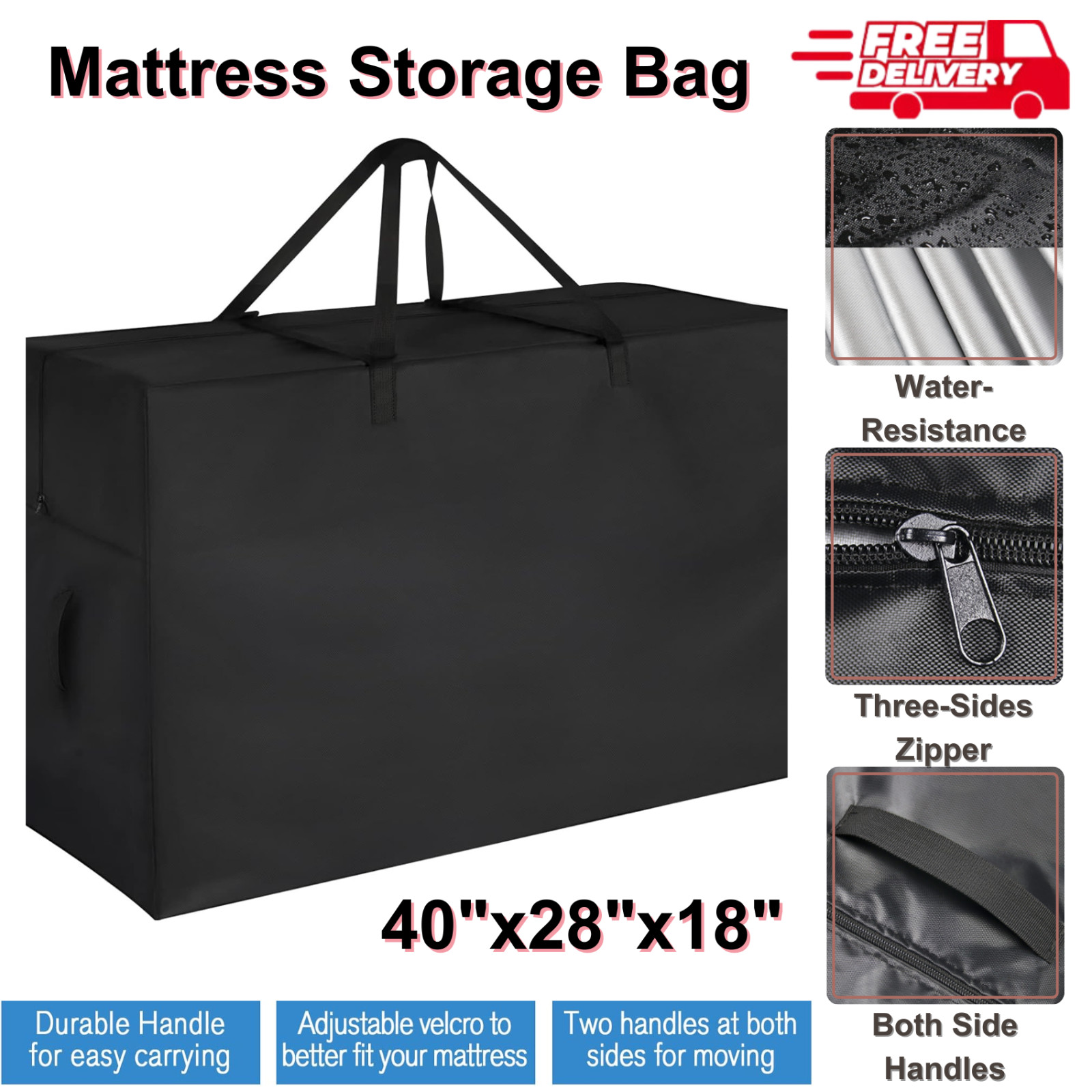 Tri-Fold Mattress Storage Bag, Zippered Carry Case for 4-6″XL Twin Foam Mattress