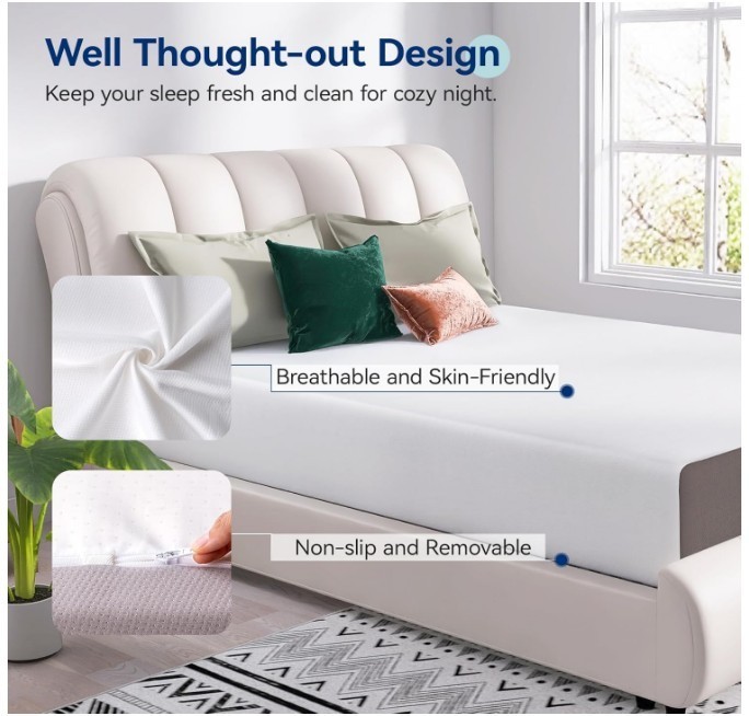 Amazon Basics Memory Foam Mattress, Medium Firm, 12 Inch, Queen, White/Grey