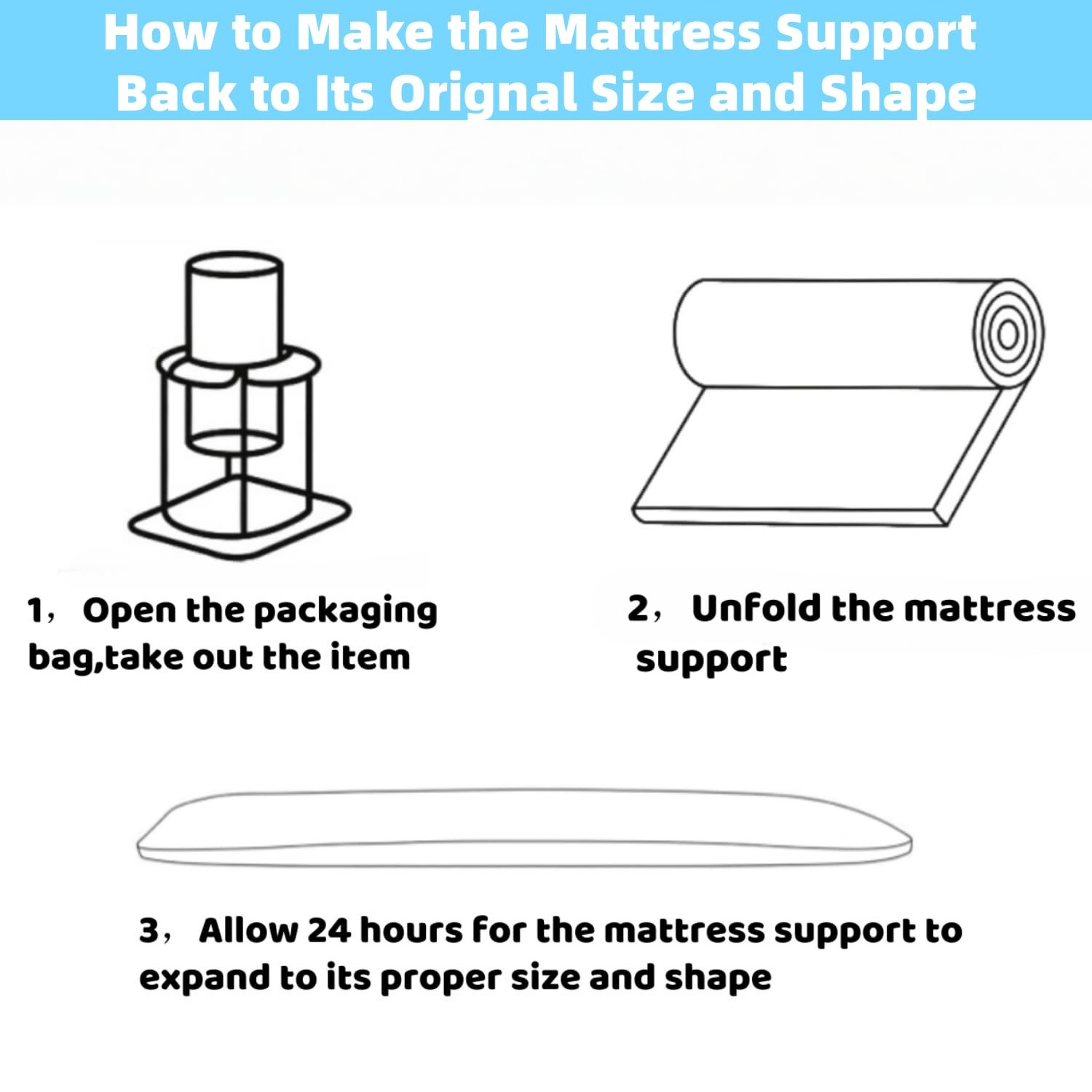 Sagging Mattress Support 50D High-Density Foam Under Bed Board 60x24x2 Inch