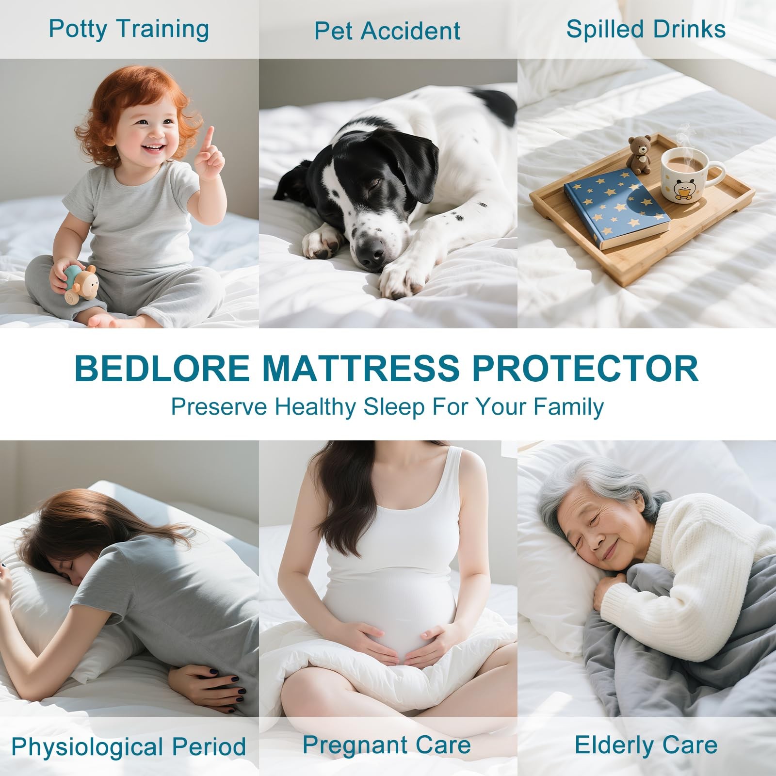 GOPOONY Waterproof Mattress Protector Queen Size – Breathable, Queen, Gray