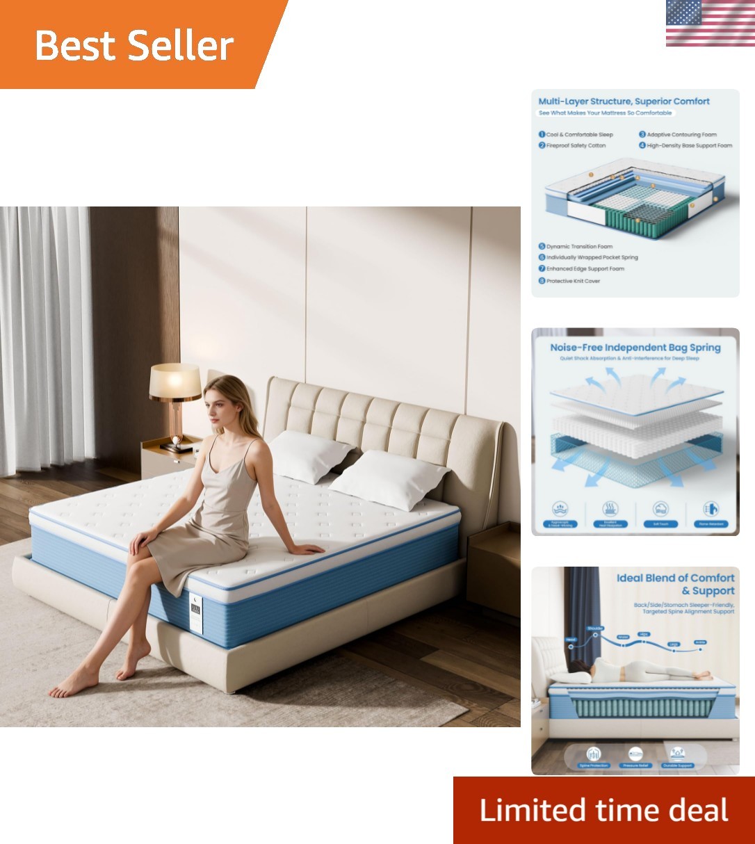 12 Inch Queen Hybrid Mattress in a Box – Memory Foam & Pocket Springs, Medium…