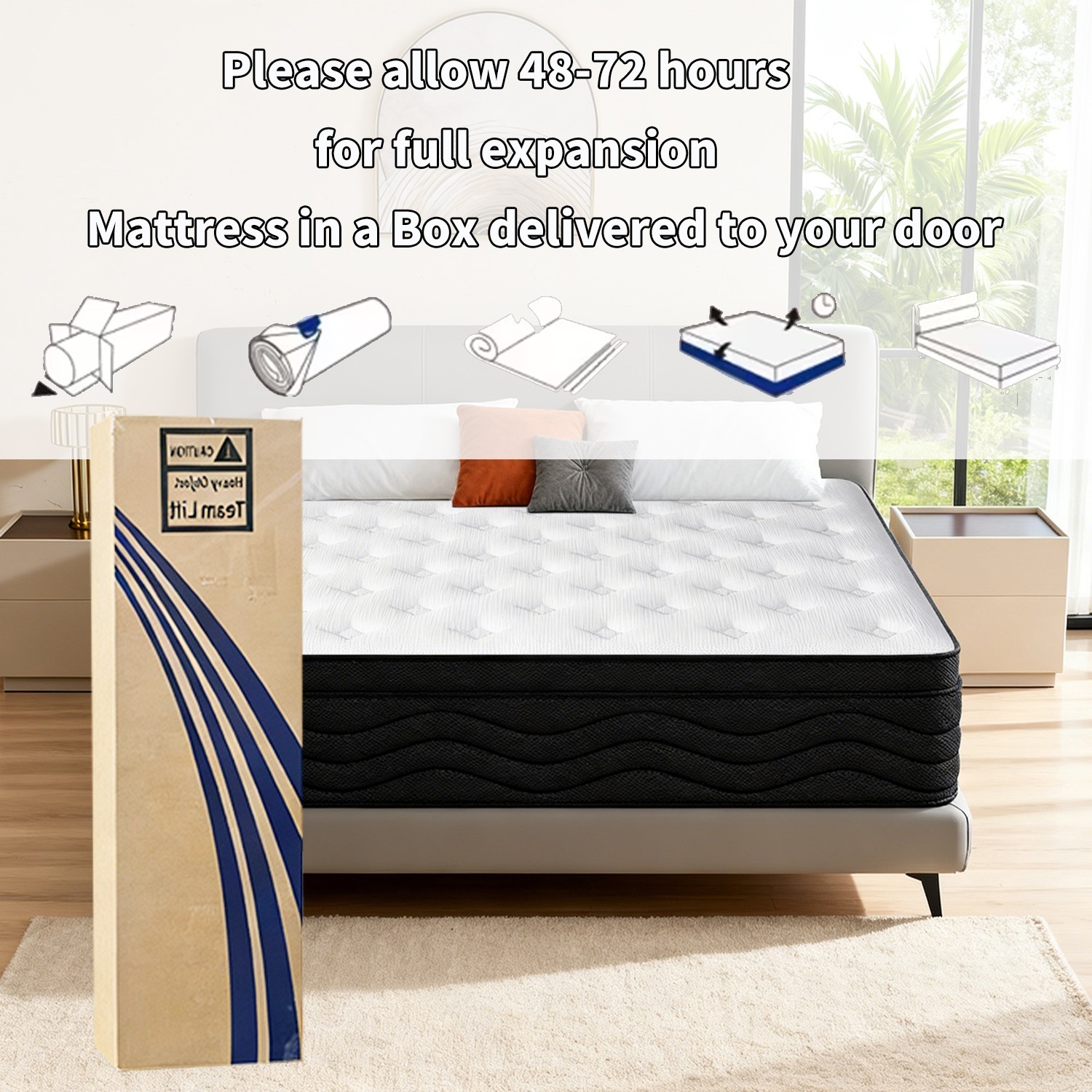 King 8 Inch Gel Foam Mattress Medium Firm Support Vacuum Pack Bedroom Mattress