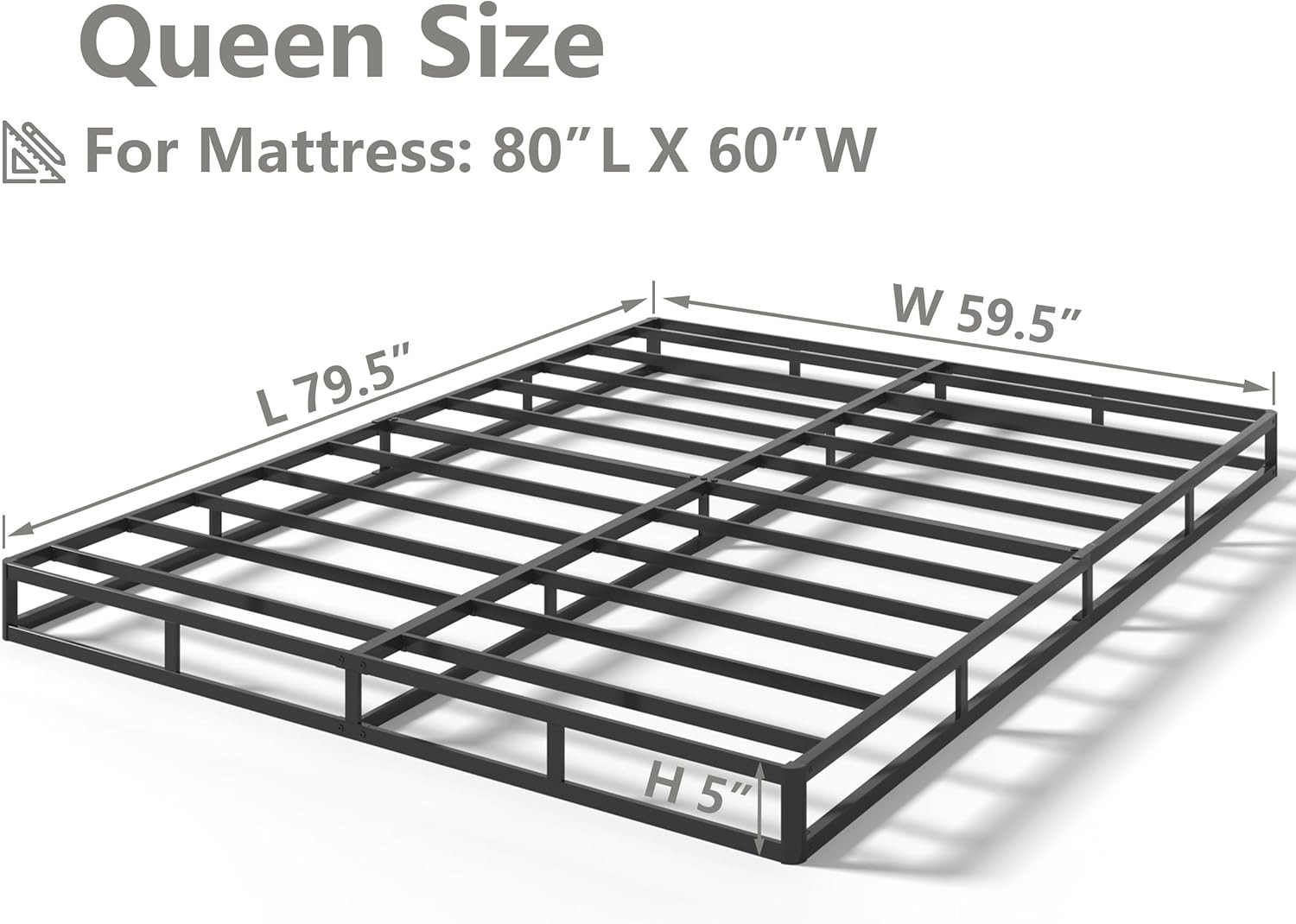Qingzhou 5 Inch Box Spring for Queen Bed, Heavy Duty Metal Queen, 5 High