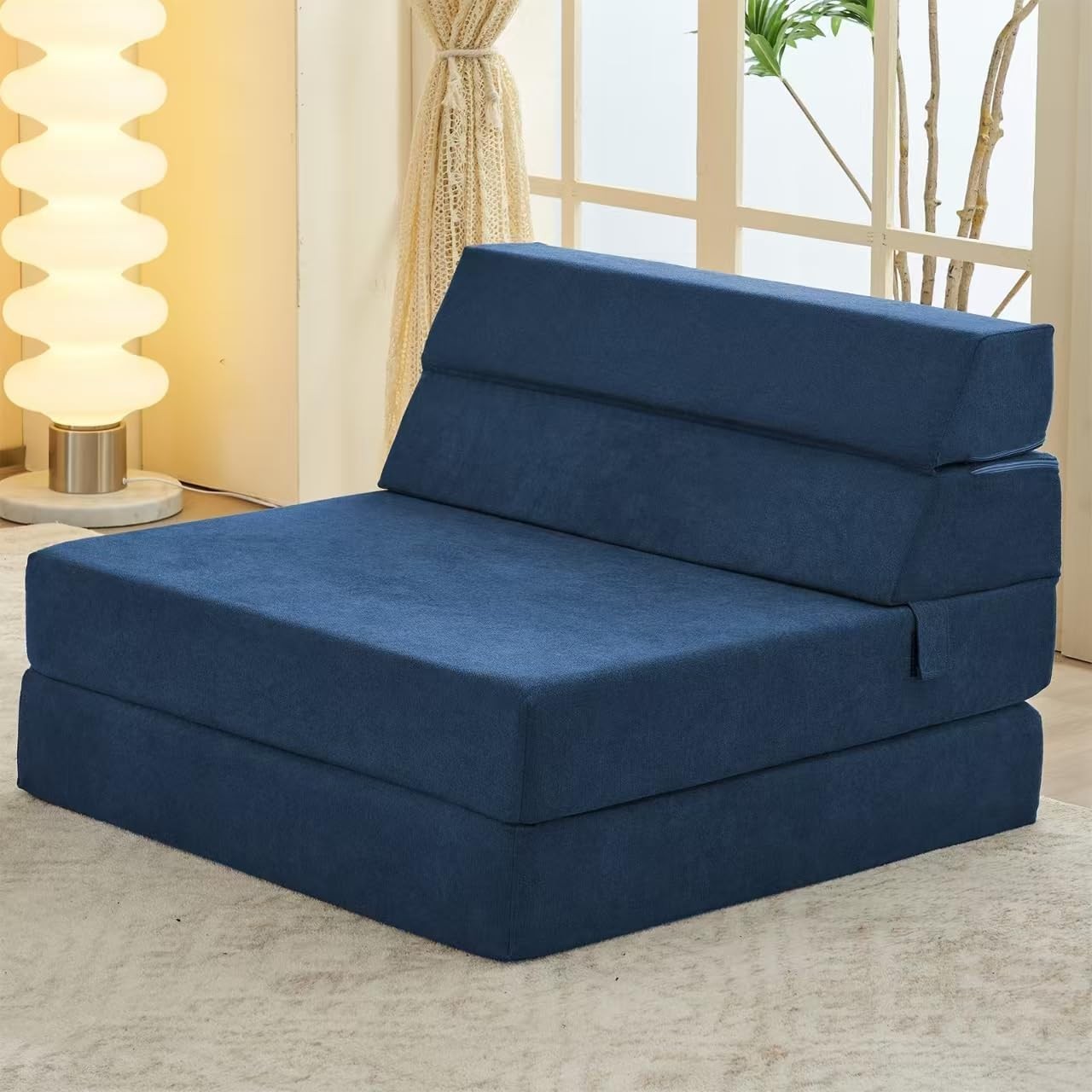 jela Foldable Sofa Bed Soft Foam Convertible Standard, Miss Fabric Navy