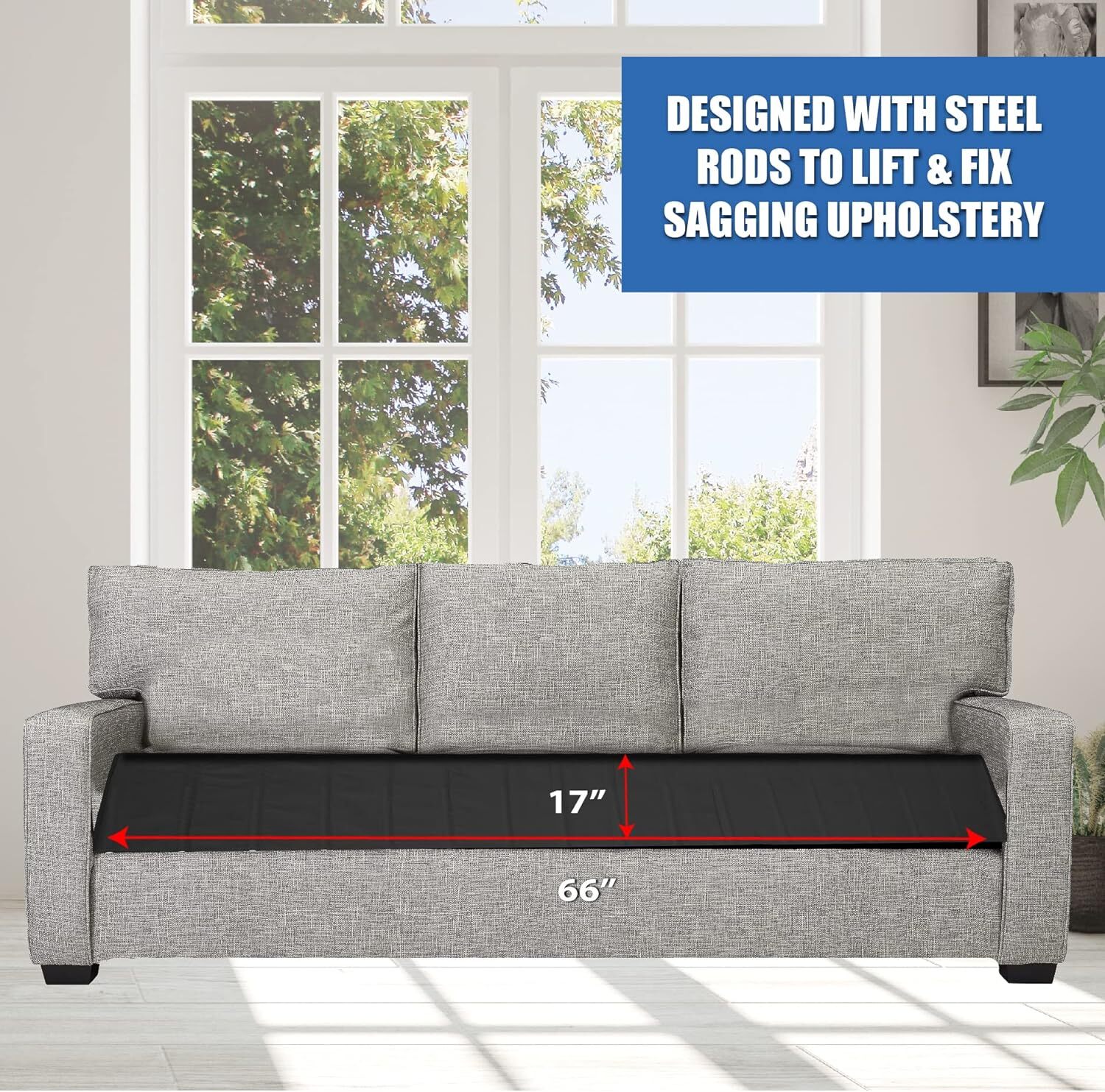 Furniture Fix Steel for Chair, Sofa, Loveseat, Sofa (66 x 17″), Black