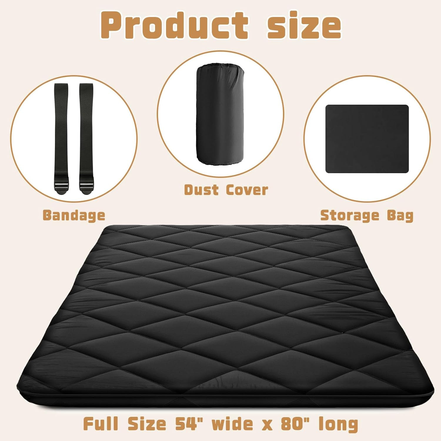 Japanese 4″ Thick Futon Floor Mat for Adults & Kids – Foldable Sleeping Pad